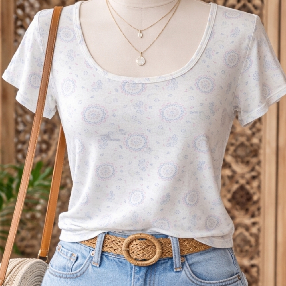 Vintage Rockies 90s Y2K Floral Print Women's Top